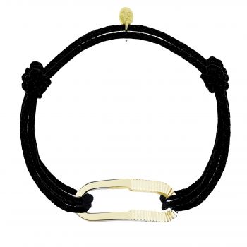 Bracelet Maxime XL  lisse et cannelé Double Cordon - Vermeil jaune