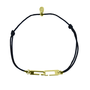 Bracelet Osmose sur cordon ajustable au choix en vermeil jaune - Fermoir medium
