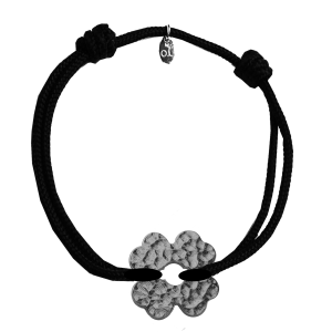 Bracelet Trêfle Noirci  sur cordon 1,2mm au choix - Fermoir 14mm - 1,54 Gr.