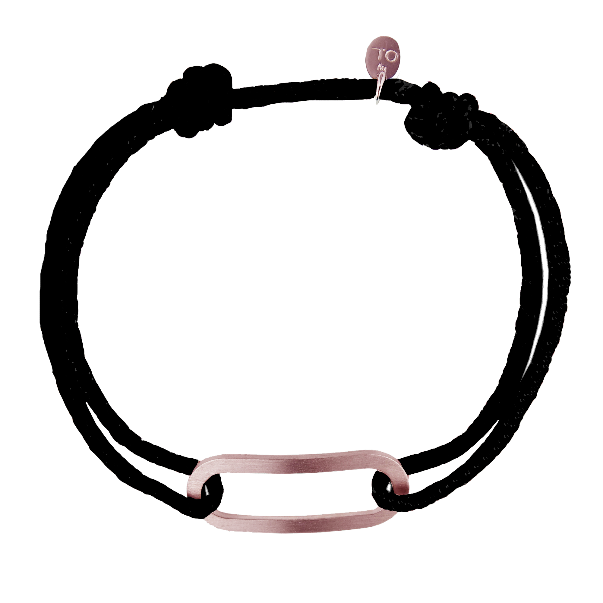 Bracelet anneau brossé sur cordon au choix - Vermeil rose