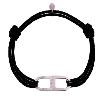 Bracelet Camille lisse et guilloché double cordon XL - Vermeil rose
