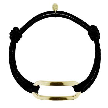 Bracelet Anneau lisse XL sur double cordon - Vermeil doré