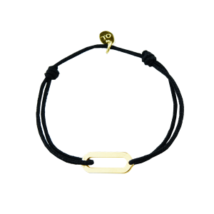 Bracelet Figaro anneau lisse sur cordon - Vermeil jaune- Enfant